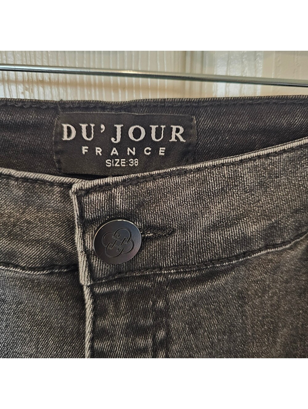 Du'Jour France Mens Streetwear Stacked Two-tone Black Jeans size 38 - Picture 7 of 8
